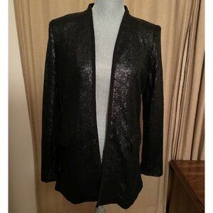 CALVIN KLEIN Black Sequined Blazer Jacket Suit Coat Size 6